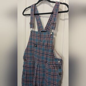Wild Fang Teal & Orange Flannel Overalls